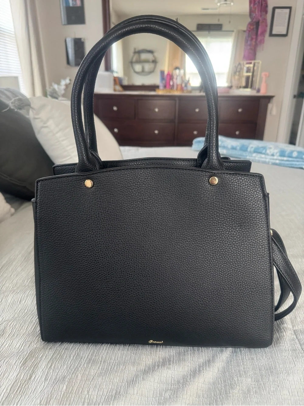Women’s Black Bow-Accent Tote Bag